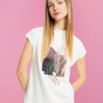 Esprit Sequin applique t-shirt, TENCEL Women Off White T-Shirts P0D0X399