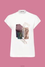 Esprit Sequin applique t-shirt, TENCEL Women Off White T-Shirts P0D0X399 - Image 5