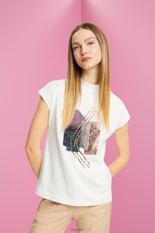 Esprit Sequin applique t-shirt, TENCEL Women Off White T-Shirts P0D0X399 - Image 1