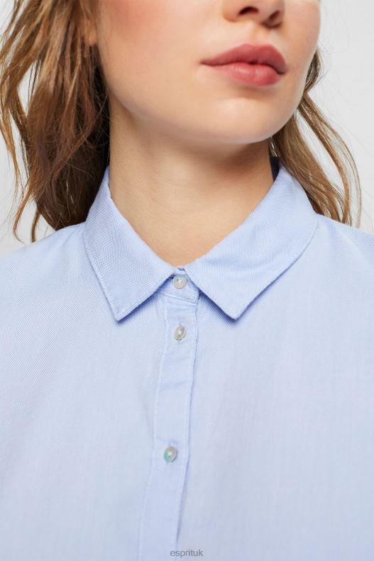 Esprit Shirt blouse made of 100% cotton Women Light Blue Blouses P0D0X515 - Image 3