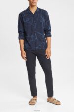 Esprit Shirt with a pattern Men Navy Shirts P0D0X910 - Image 2