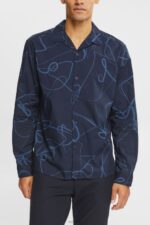 Esprit Shirt with a pattern Men Navy Shirts P0D0X910