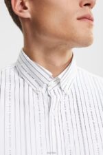 Esprit Shirt with striped pattern Men White Shirts P0D0X911 - Image 3