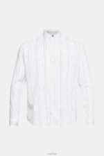 Esprit Shirt with striped pattern Men White Shirts P0D0X911 - Image 5