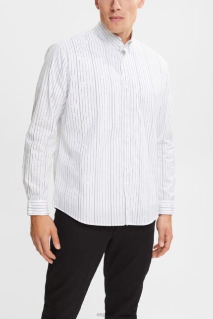 Esprit Shirt with striped pattern Men White Shirts P0D0X911