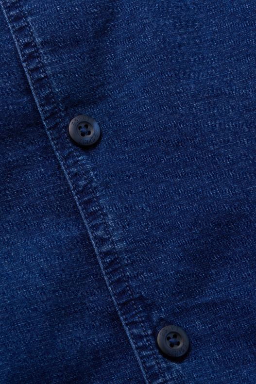 Esprit Short-Sleeved Denim Shirt Men Blue Dark Wash Shirts P0D0X595 - Image 4