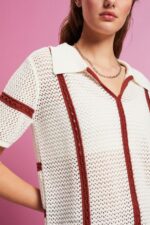 Esprit Short-sleeved polo jumper Women Ice Sweaters P0D0X105 - Image 3