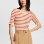 Esprit Short-sleeved ribbed sweater Women Light Taupe Sweaters P0D0X317