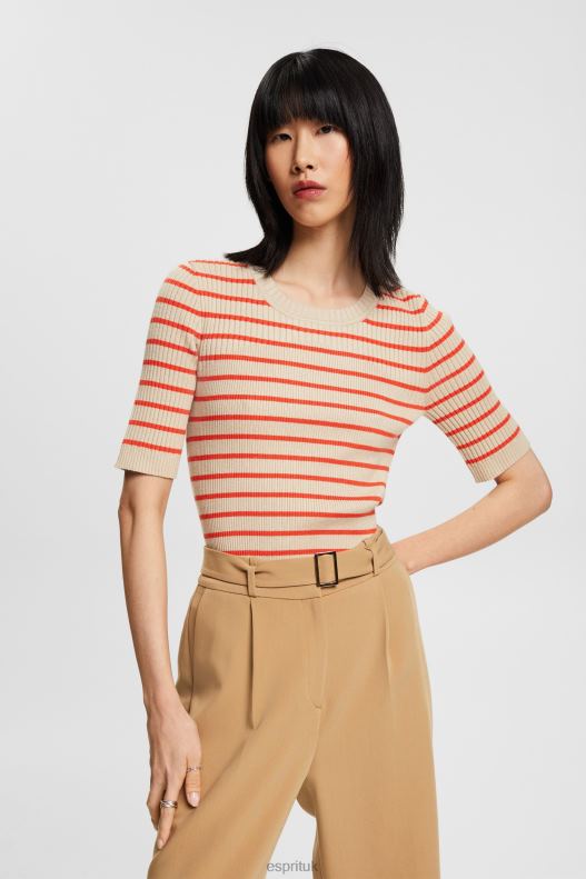 Esprit Short-sleeved ribbed sweater Women Light Taupe Sweaters P0D0X317 - Image 1