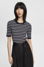 Esprit Short-sleeved ribbed sweater Women Navy Sweaters P0D0X319