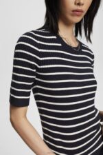 Esprit Short-sleeved ribbed sweater Women Navy Sweaters P0D0X319 - Image 3