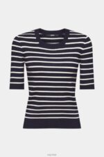 Esprit Short-sleeved ribbed sweater Women Navy Sweaters P0D0X319 - Image 5