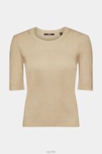 Esprit Short-sleeved ribbed sweater Women Sand Sweaters P0D0X318 - Image 5