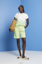 Esprit Shorts with braided raffia belt Women Citrus Green Shorts P0D0X263 - Image 2