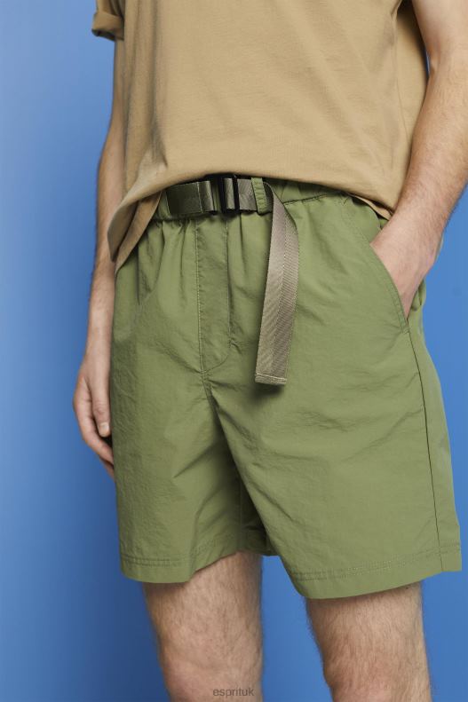 Esprit Shorts with integrated belt Men Olive Shorts P0D0X672 - Image 3