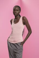 Esprit Sleeveless glitter top Women Blush Tank P0D0X403
