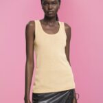 Esprit Sleeveless glitter top Women Gold Tank P0D0X404