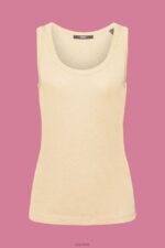 Esprit Sleeveless glitter top Women Gold Tank P0D0X404 - Image 5