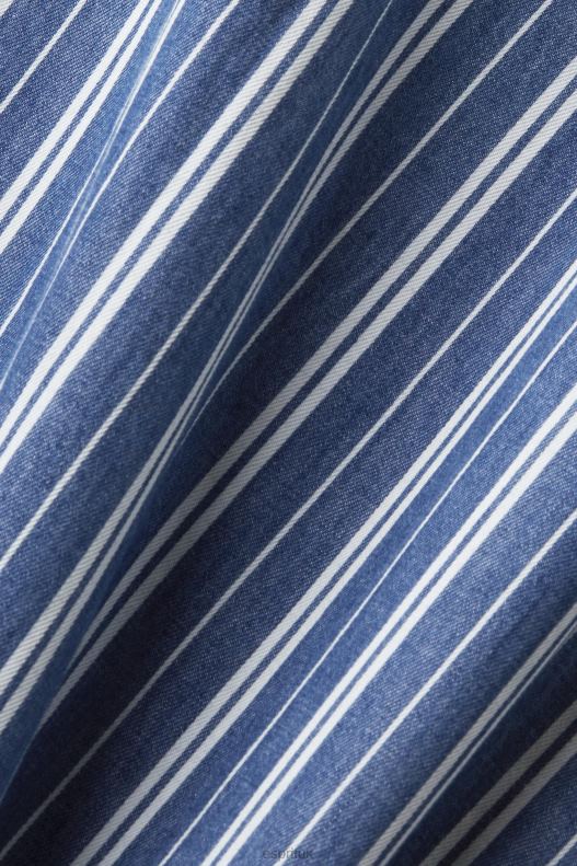 Esprit Slim fit denim shirt with stripes Men Ice Shirts P0D0X716 - Image 4