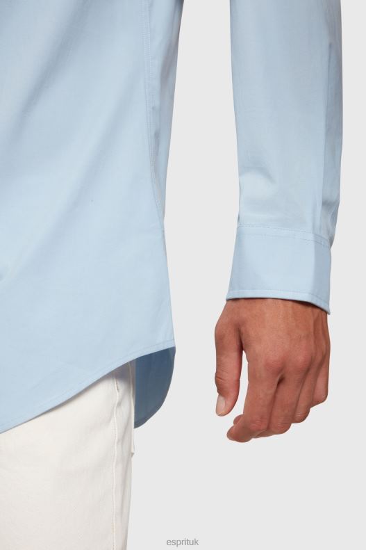 Esprit Slim fit dolphin badge poplin shirt Men Light Blue Shirts P0D0X803 - Image 4