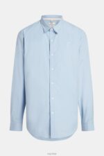 Esprit Slim fit dolphin badge poplin shirt Men Light Blue Shirts P0D0X803 - Image 6