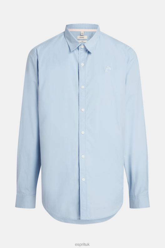 Esprit Slim fit dolphin badge poplin shirt Men Light Blue Shirts P0D0X803 - Image 6