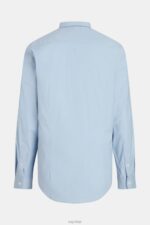 Esprit Slim fit dolphin badge poplin shirt Men Light Blue Shirts P0D0X803 - Image 7