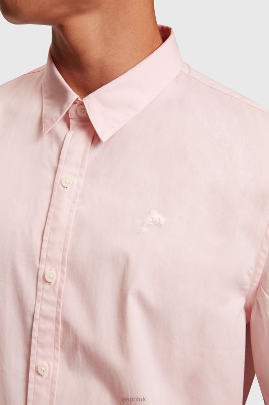 Esprit Slim fit dolphin badge poplin shirt Men Light Pink Shirts P0D0X804 - Image 4