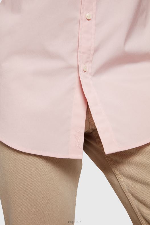 Esprit Slim fit dolphin badge poplin shirt Men Light Pink Shirts P0D0X804 - Image 5