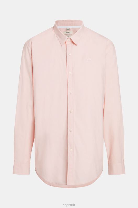 Esprit Slim fit dolphin badge poplin shirt Men Light Pink Shirts P0D0X804 - Image 6