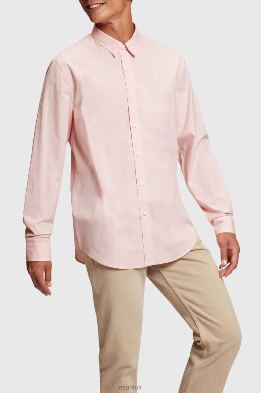 Esprit Slim fit dolphin badge poplin shirt Men Light Pink Shirts P0D0X804 - Image 1