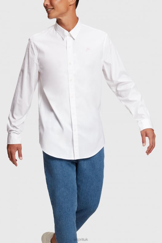 Esprit Slim fit dolphin badge poplin shirt Men White Shirts P0D0X802 - Image 2