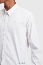 Esprit Slim fit dolphin badge poplin shirt Men White Shirts P0D0X802 - Image 4