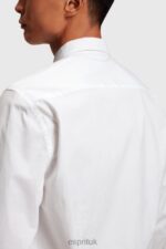 Esprit Slim fit dolphin badge poplin shirt Men White Shirts P0D0X802 - Image 5