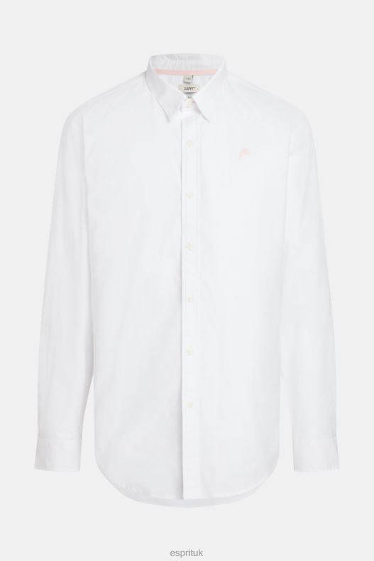 Esprit Slim fit dolphin badge poplin shirt Men White Shirts P0D0X802 - Image 6
