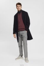 Esprit Slim fit flannel trousers Men Grey Trousers & Pants P0D0X692 - Image 2
