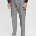 Esprit Slim fit flannel trousers Men Grey Trousers & Pants P0D0X692