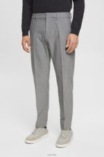 Esprit Slim fit flannel trousers Men Grey Trousers & Pants P0D0X692