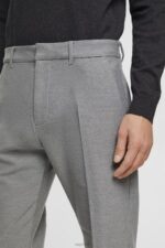 Esprit Slim fit flannel trousers Men Grey Trousers & Pants P0D0X692 - Image 3