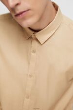 Esprit Slim fit shirt Men Cream Beige Shirts P0D0X854 - Image 3