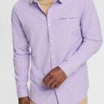 Esprit Slim fit shirt Men Lilac Shirts P0D0X912