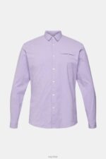 Esprit Slim fit shirt Men Lilac Shirts P0D0X912 - Image 5
