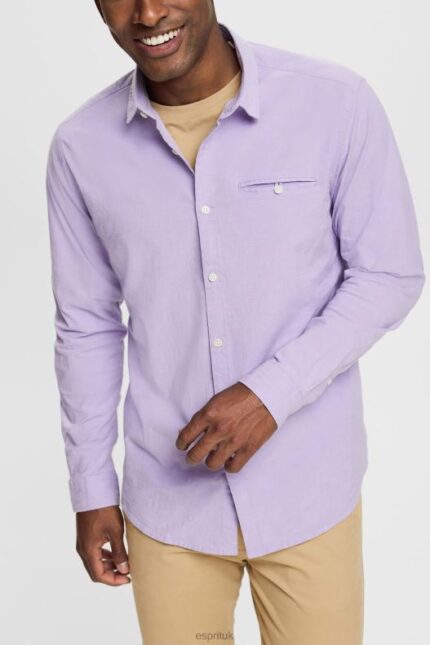 Esprit Slim fit shirt Men Lilac Shirts P0D0X912