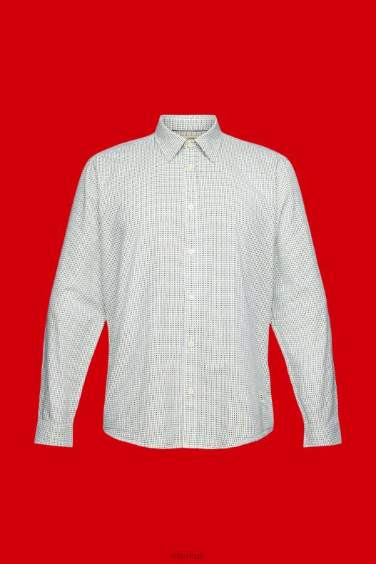 Esprit Slim fit shirt with all-over pattern Men White Shirts P0D0X777 - Image 5