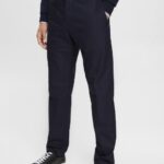 Esprit Slim fit trousers with elasticated waistband Men Navy Trousers & Pants P0D0X691