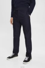 Esprit Slim fit trousers with elasticated waistband Men Navy Trousers & Pants P0D0X691