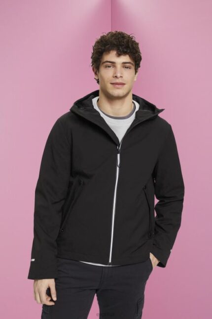 Esprit Softshell jacket with a hood Men Black Jackets P0D0X728