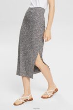 Esprit Space dye rib-knit midi skirt Women Anthracite Skirts P0D0X534
