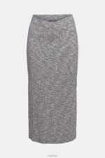 Esprit Space dye rib-knit midi skirt Women Anthracite Skirts P0D0X534 - Image 5
