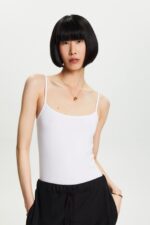 Esprit Spaghetti Strap Tank Top Women White Tank P0D0X36